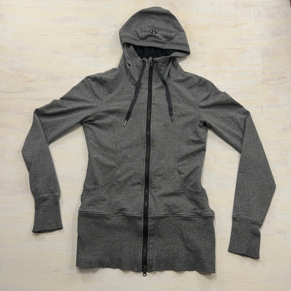Lululemon Hoodie Scuba Full Zip High Neck Heathered Dark Grey Women Size S